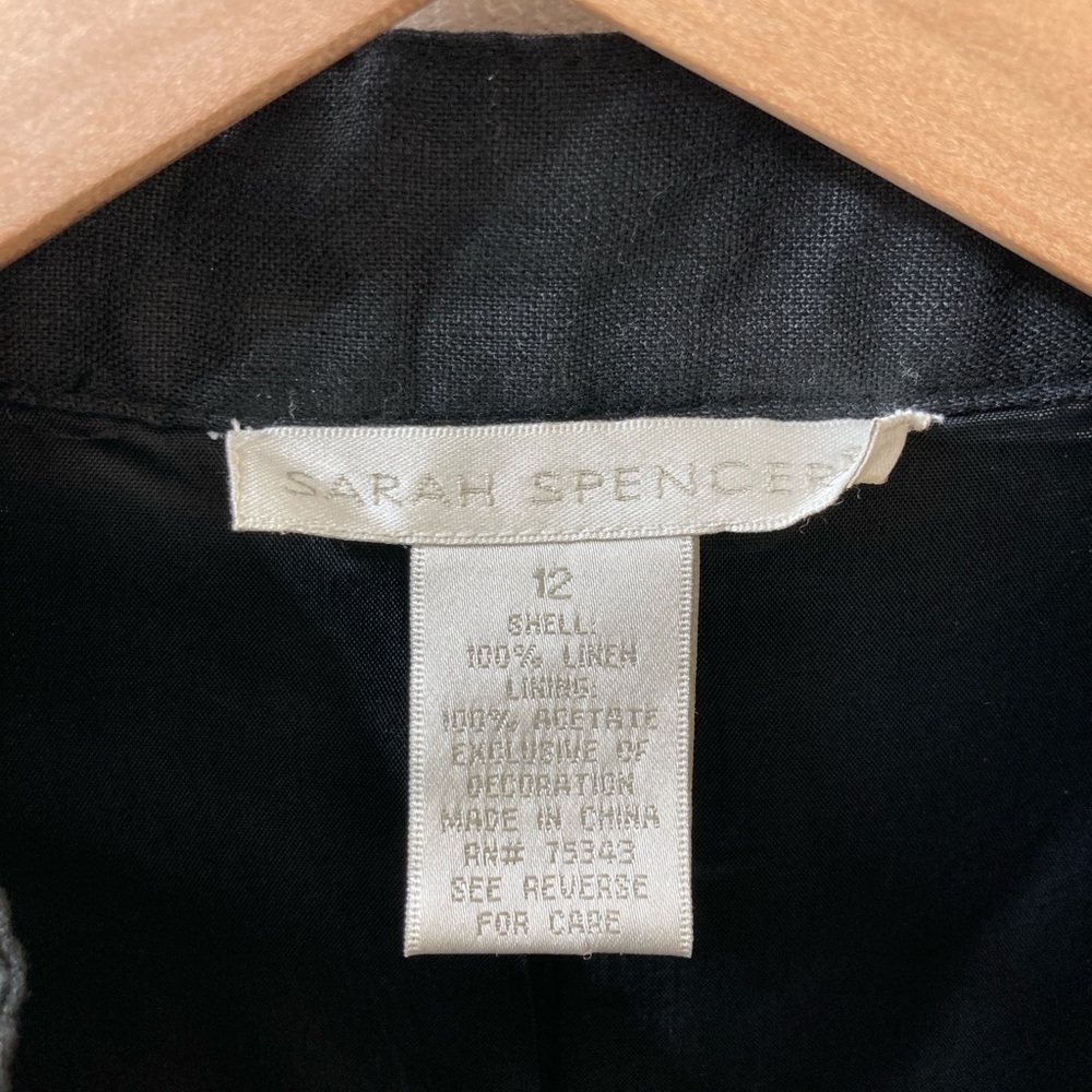 Vintage Women’s Beaded Embroidered Black Linen Jacket 12 Artsy Eclectic Grandma - Picture 2 of 9